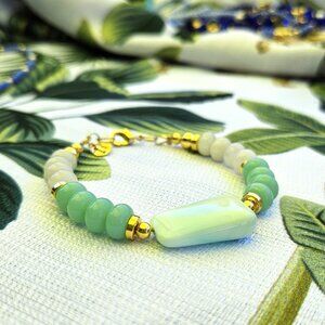 SALE!!Bracelet with Opal Nugget, Crystal Glass Beads and 14K Gold Filled Accents